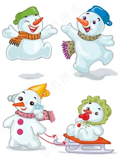 卡通圣诞雪人02矢量 卡通圣诞雪人02矢量