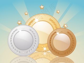 闪亮金银铜牌矢量素材