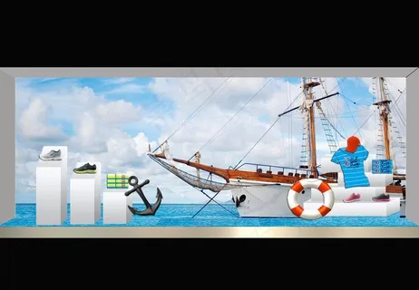 夏季服装橱窗图片