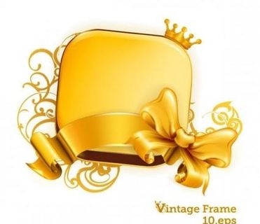 金皇冠丝带蝴蝶结矢量