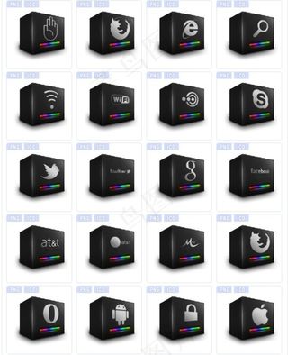 黑色方形系统图标下载