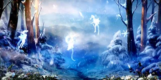 梦幻舞台LED背景森林雪精灵视频
