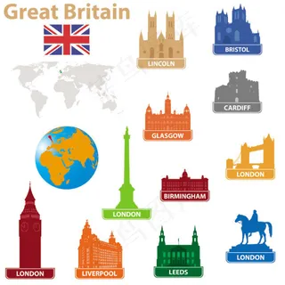 国家地标建筑剪影04—矢量素材