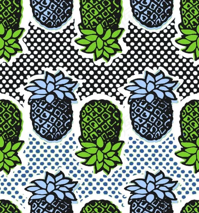 圆点菠萝数码印花设计
