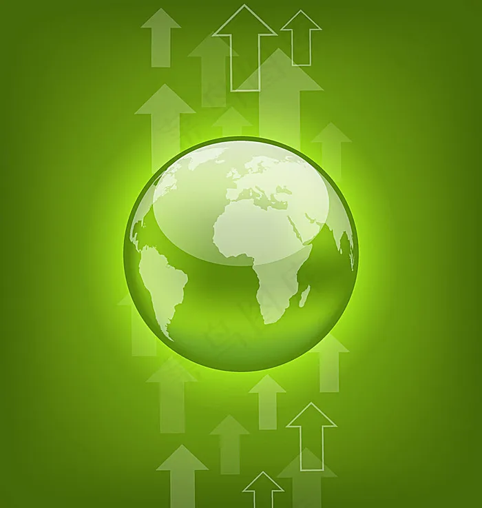 绿色地球和箭头eps,ai矢量模版下载