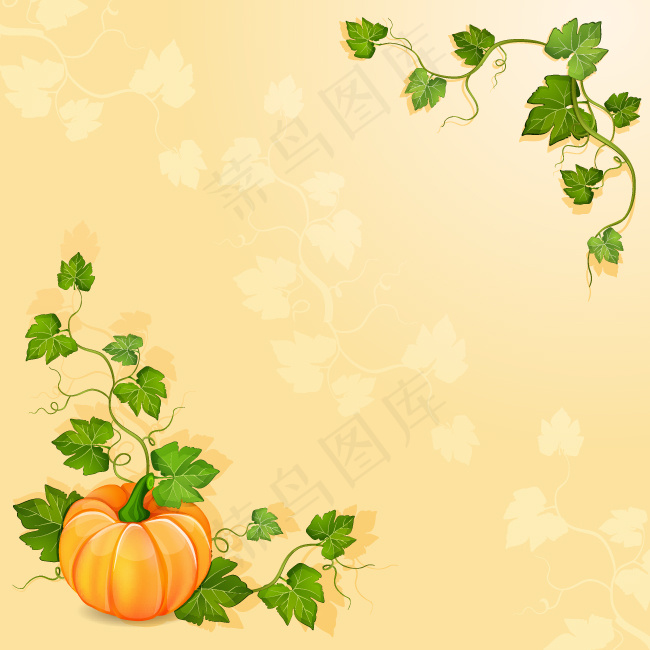矢量树叶和南瓜