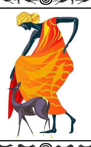 希腊妇女与鹿图片