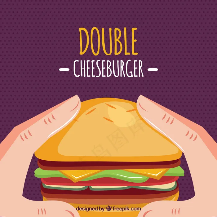 双层芝士汉堡的背景ai矢量模版下载