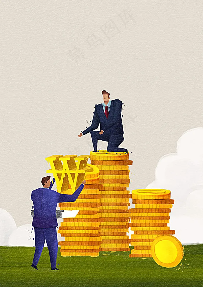 金币货币符号与商务男士