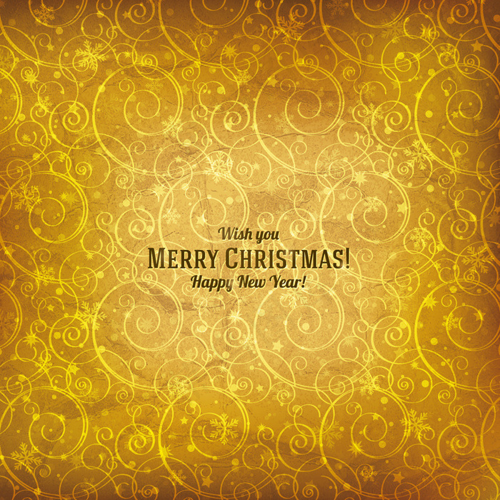 金色花纹新年贺卡矢量素材