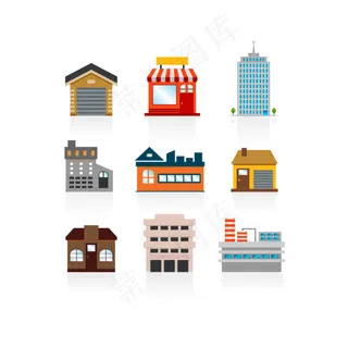 9款彩色建筑设计矢量素材