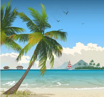 沙滩海洋夏日风景图片