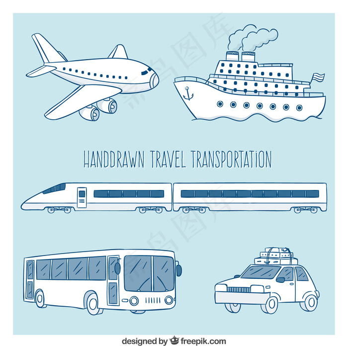 手绘旅游交通ai矢量模版下载