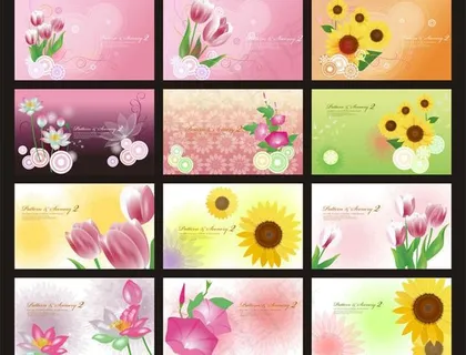 时尚花朵名片背景素材