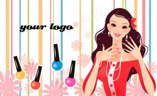 韩式插画美容名片