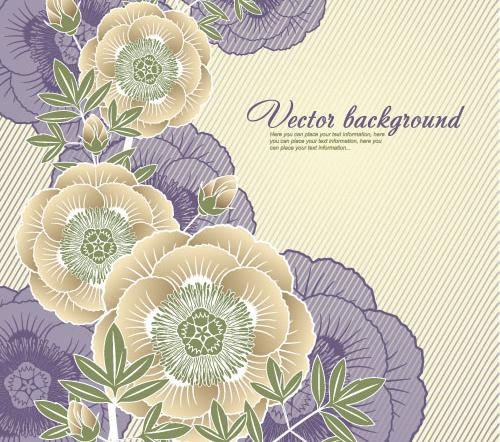 素雅的花卉背景矢量素材