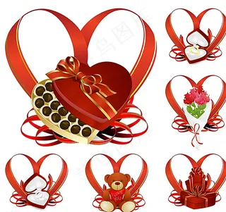 心形花蓝矢量图图片