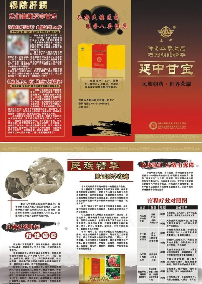 药品三折页 朝药肝病三折页图片cdr矢量模版下载