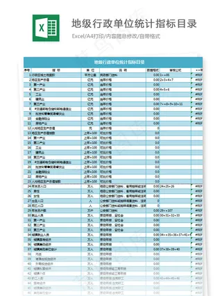 地级行政单位统计指标目录