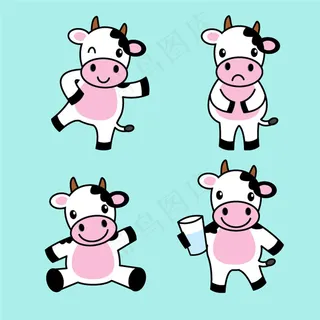 卡通奶牛矢量素材图片