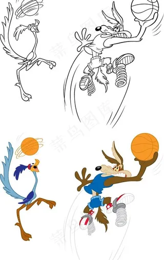 蓝球卡通动物图片