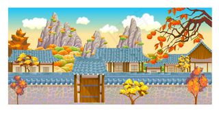 秋季景观风景插画素材