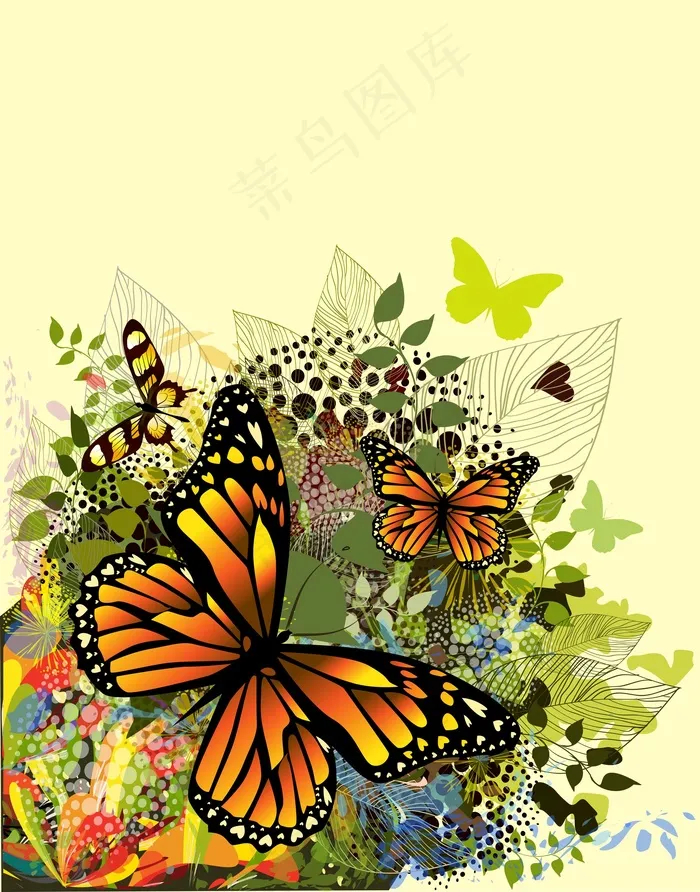 蝴蝶插画ai矢量模版下载