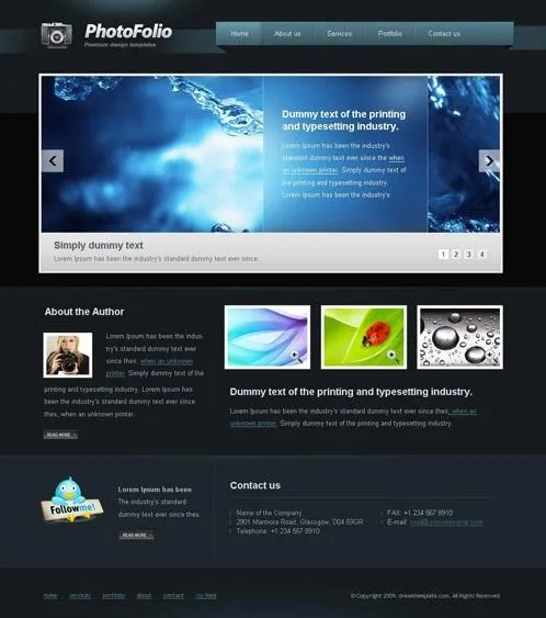 国外黑色网页模板设计psd模版下载