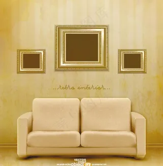 沙发相框室内设计矢量图片