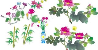 矢量牡丹 矢量竹子图片