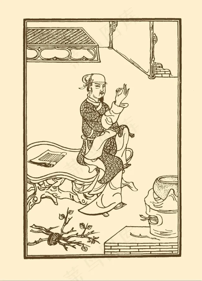 线描杜甫传psd模版下载