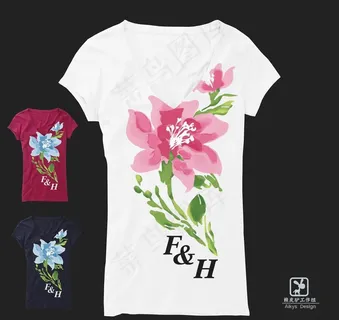 t恤 花朵图片