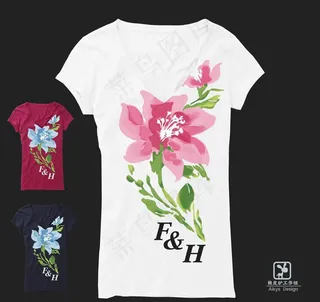 t恤 花朵图片