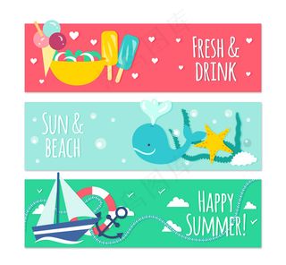 三款夏季素材插画