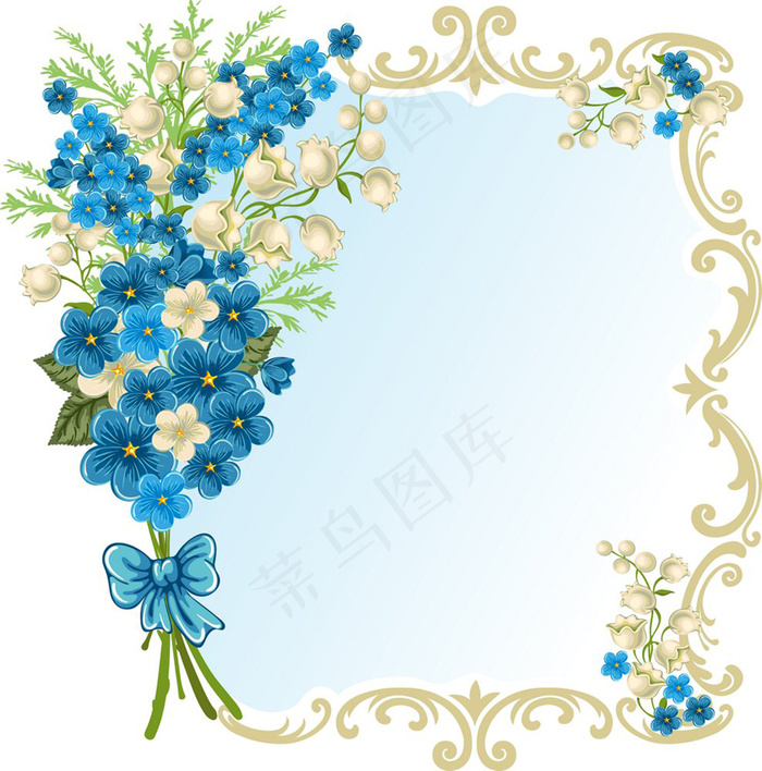 铃兰花欧式花纹背景边框矢量素材eps,ai矢量模版下载