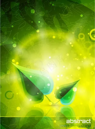 精美绿叶背景矢量素材