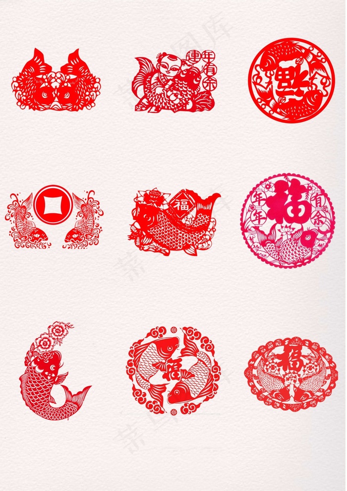 中国风剪纸年年有鱼