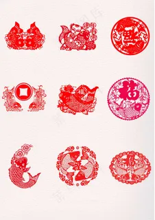 中国风剪纸年年有鱼