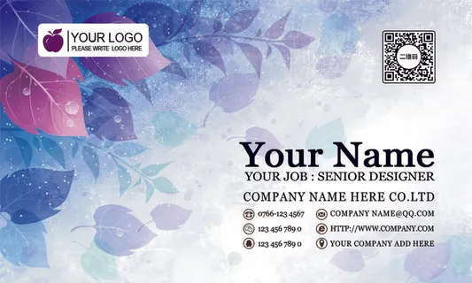 紫色唯美艺术透明名片设计模版