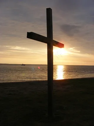 天空,湖泊,海洋,霞光,窗户,218.十字架和日出