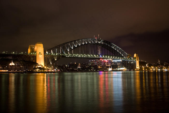 都市夜景,桥梁,夜景照明,贝雷桥,夜景工程,海港大桥之夜-澳大利亚悉尼