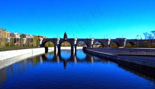 天空,风景,江河,屏幕截图,金属栏杆,PUENTE DE TOLEDO马德里RIO 020