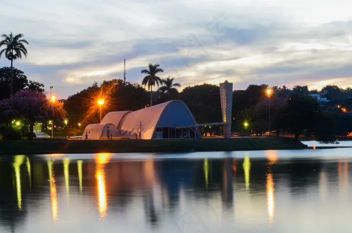 都市夜景,风景,天空,海洋,飞机,潘普拉哈