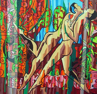 恋人画像一对孩子,情侣接吻关系,爱画亲吻画艺术家画家拉斐尔·佩雷斯 恋人画像一对孩子,情侣接吻关系,爱画亲吻画艺术家画家拉斐尔·佩雷斯