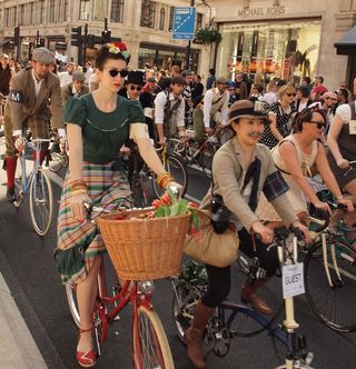 街道,合照,人力三轮车,自行车,摩托车,Tweed Run伦敦2011