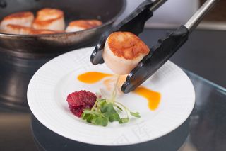 食物,碗,法国美食,法国菜,西餐牛扒,厨师盘：扇贝