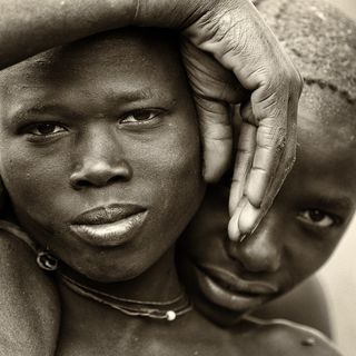 人物特写,美女,非洲黑人,钢笔画,儿童,苏里埃塞俄比亚部落