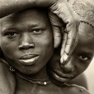 人物特写,美女,非洲黑人,钢笔画,儿童,苏里埃塞俄比亚部落