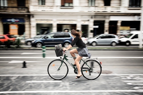 自行车,轿车,运动自行车,街道,摩托车,La chica de la bici /骑自行车的女孩