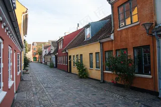 城市街道,巷道,街道,建筑,民居,欧登塞